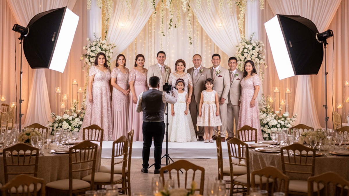 esión de fotos familiares en salón de boda Guanajuato