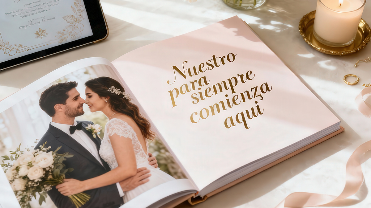 cómo usar frases de amor boda álbum fotográfico invitaciones decoración

