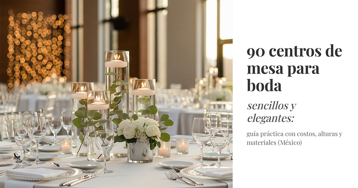 En este momento estás viendo 90 centros de mesa para boda sencillos y elegantes: guía práctica con costos, alturas y materiales (México)